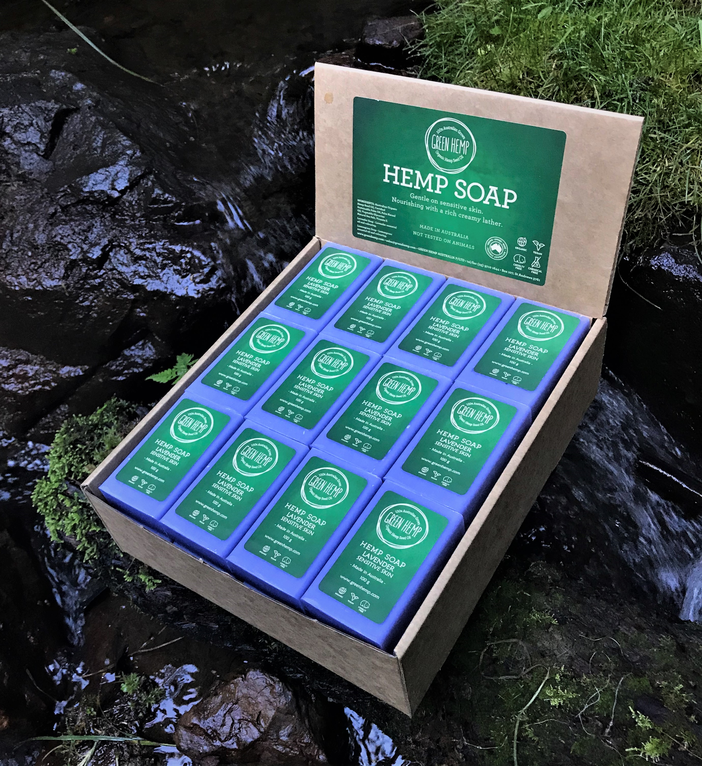Lavender Hemp Soap - Economy Box of 36 - GREEN HEMP AUSTRALIA