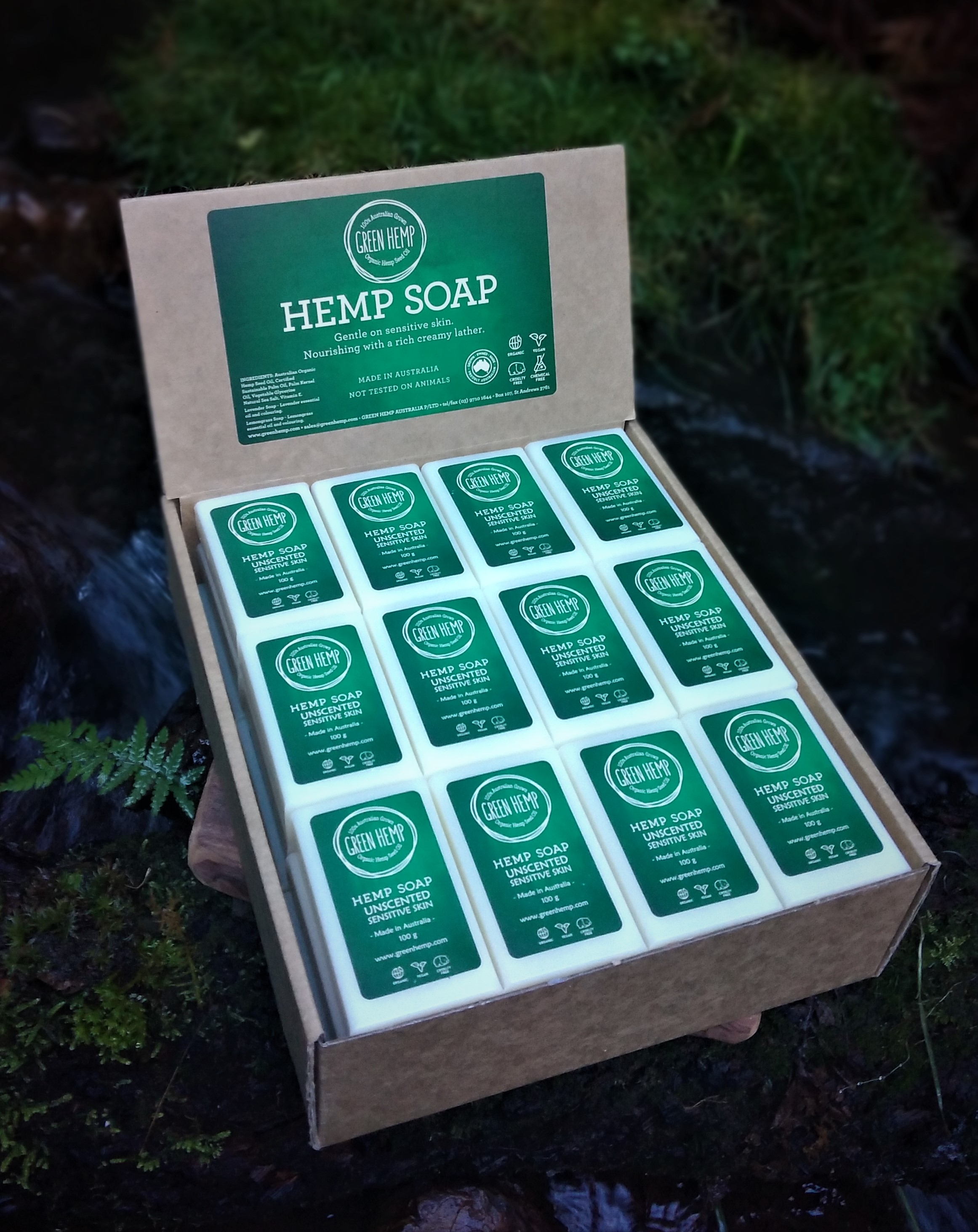 Unscented Hemp Soap - Economy Box of 36 - GREEN HEMP AUSTRALIA