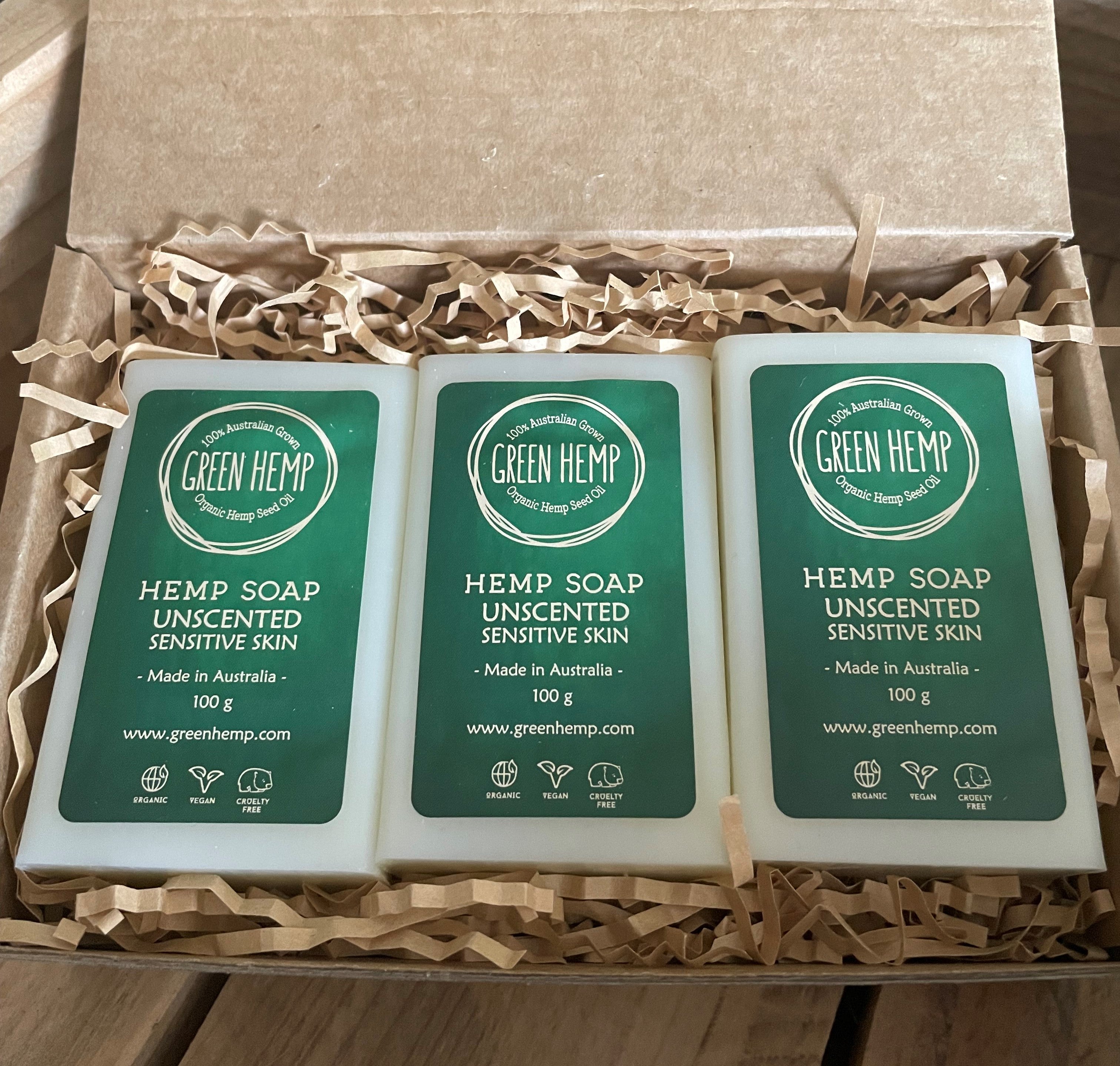 Unscented Hemp Soap - Economy Box of 6 - GREEN HEMP AUSTRALIA  