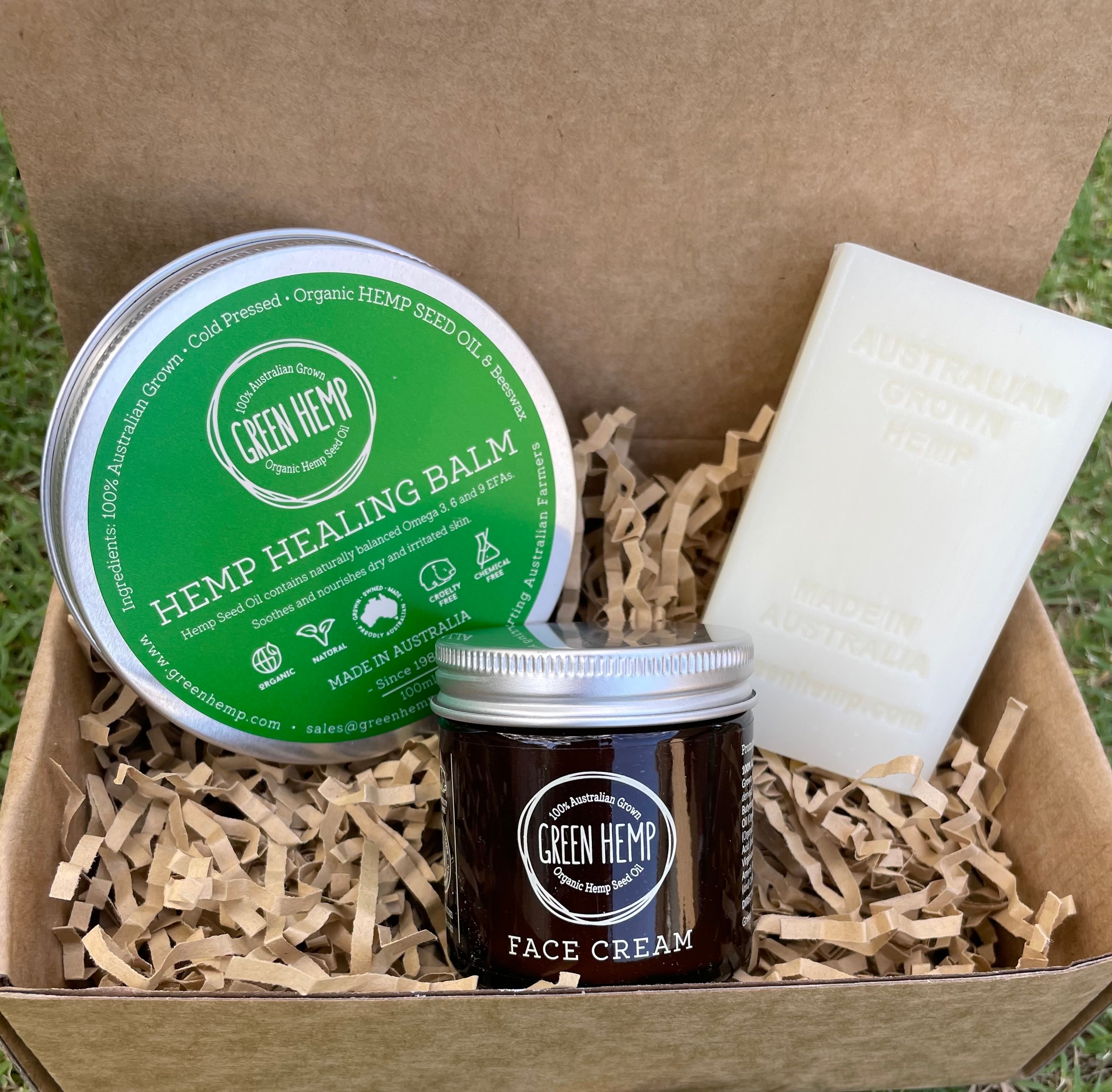 Gift Pack  -Healing Balm, Face Cream and Hemp Soap - GREEN HEMP AUSTRALIA