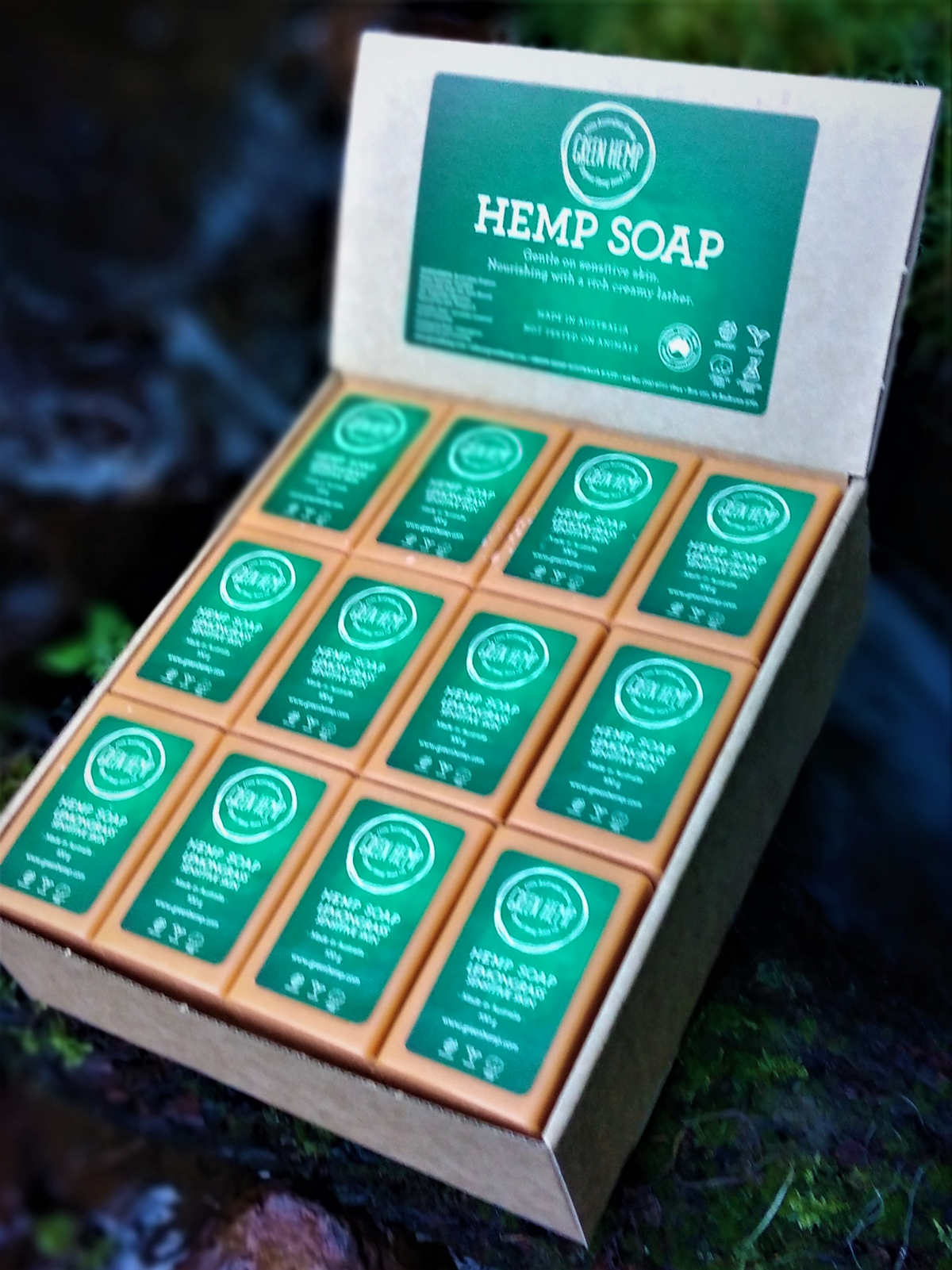 Box 36 Soap Lemongrass Hemp Soap Labeled